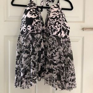 Bikini Top Plus Size black and white floral